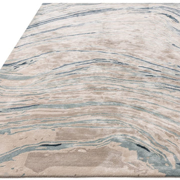 Katherine Carnaby Tuscany Modern Abstract Marbled Shimmer Smooth Soft-Touch High-Density Handmade Bamboo Silk/Wool Azzuro Marble Beige/Taupe/Stone/Blue/Grey/Sand Rug-Asiatic Carpets-Rug Love - The Most Loved Rug Store